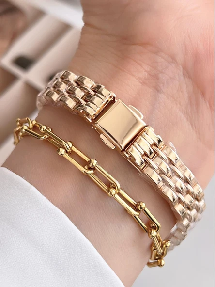 Coliseum Özel Tasarım Vintage Seri Aynalı Kasa Kadın Kol Saati+Bileklik Hediyeli CL8645.A06 - Resim 3