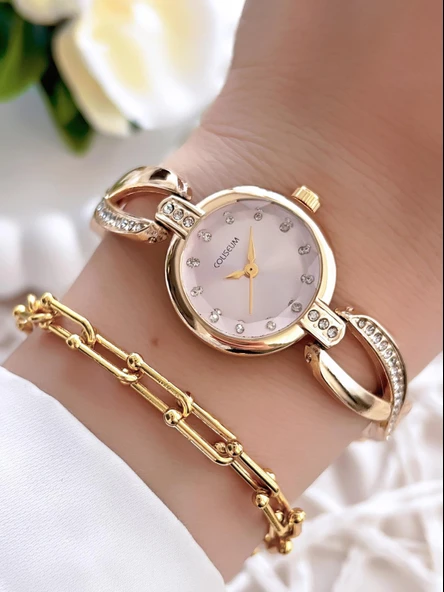 Coliseum Özel Tasarım Vintage Seri Kadın Kol Saati+ Bileklik Hediyeli CL8454.M2 ürün görseli