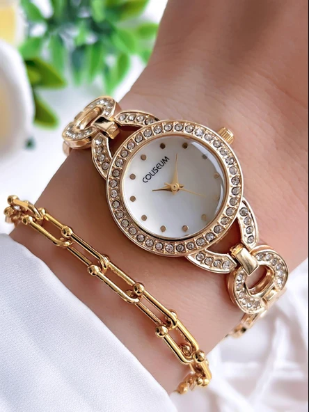 Coliseum Özel Tasarım Vintage Seri Kadın Kol Saati+ Bileklik Hediyeli CL8719.M1 ürün görseli