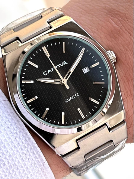 Captiva Çelik Kordon Takvimli Kadran Kutulu Seri Erkek Kol Saati C01.ES01 ürün görseli