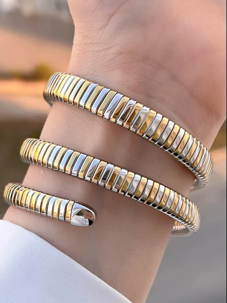 Ferrucci Yılan Dolamalı Çelik Kordon 2 Yıl Garantili 3 Atm Suya Dayanıklı Kadın Kol Saati C.03442.1 - Resim 3