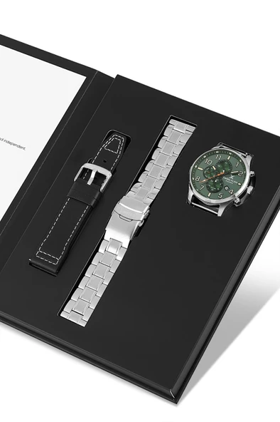 Daniel Klein Çelik Kordon & Deri Kordonlu İç Fonksiyonları Aktif 3 Atm Erkek Kol Saati SET.10737.Y3 ürün görseli