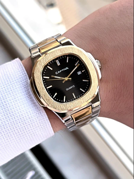 Captiva Çelik Kordon Takvimli Kadran Kutulu Seri Erkek Kol Saati C02.SE01 - Resim 2