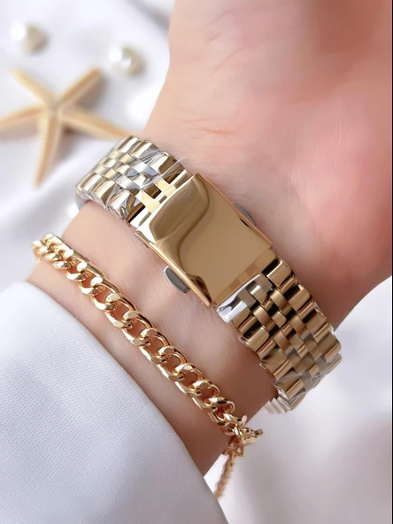 Ferrucci Çelik Kordon İyon Kaplama Özel Kasa 30 Mt Suya Dayanıklı Kadın Kol Saati+Bileklik B03328.03 - Resim 3