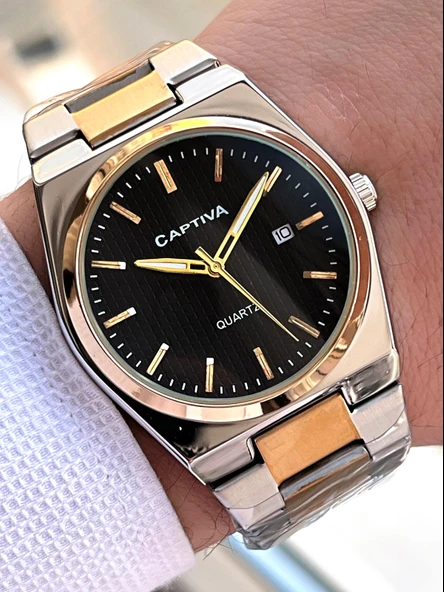 Captiva Çelik Kordon Takvimli Kadran Kutulu Seri Erkek Kol Saati C01.ES06 ürün görseli