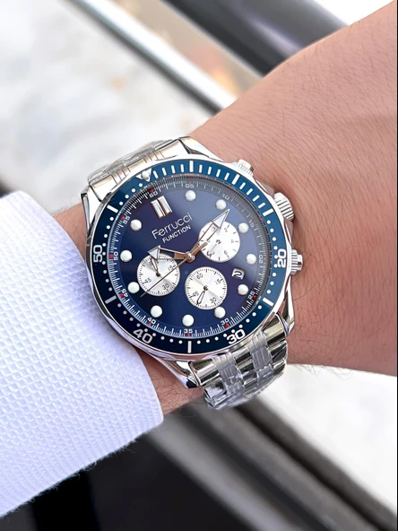 Ferrucci Çelik Kordon İç Fonksiyonları Aktif 30 Mt Suya Dayanıklı Erkek Kol Saati BMF.14042.2 - Resim 2