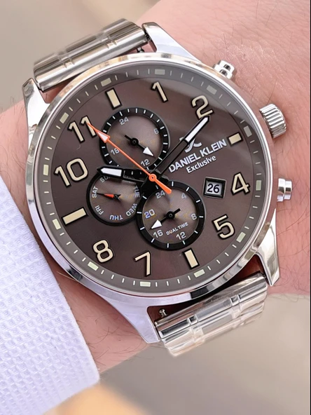 Daniel Klein Çelik Kordon & Deri Kordonlu İç Fonksiyonları Aktif 3 Atm Erkek Kol Saati BCK.10737.K4 - Resim 4