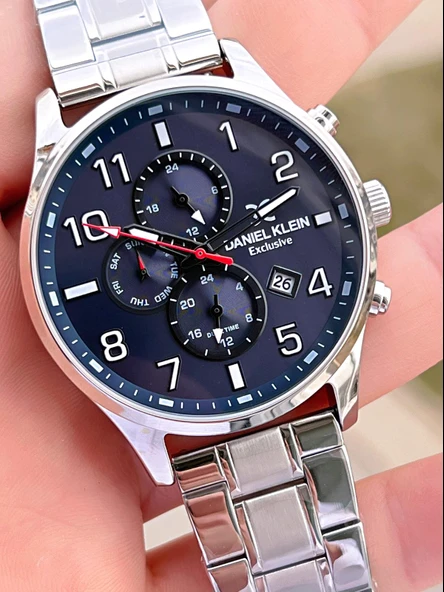 Daniel Klein Çelik Kordon & Deri Kordonlu İç Fonksiyonları Aktif 3 Atm Erkek Kol Saati BCK.10737.L2 - Resim 5