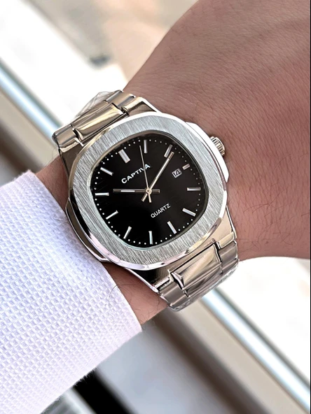 Captiva Çelik Kordon Takvimli Kadran Kutulu Seri Erkek Kol Saati C02.SE04 - Resim 2