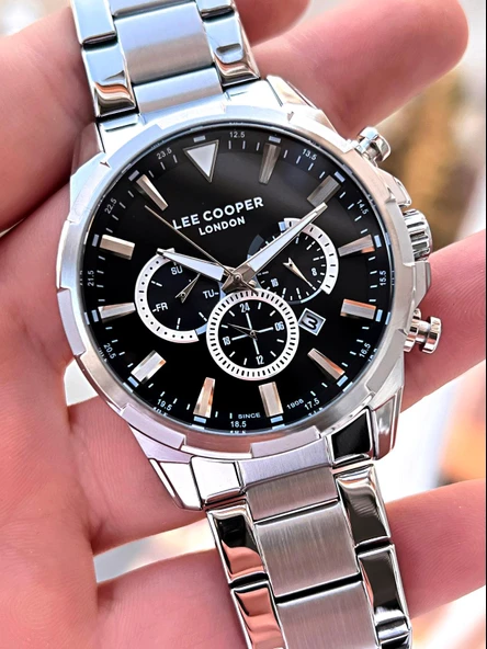 Lee Cooper Çelik Kordon Kadran Özellikleri Aktif 50 Mt Suya Dayanıklı Erkek Kol Saati FBLC.07385 - Resim 3