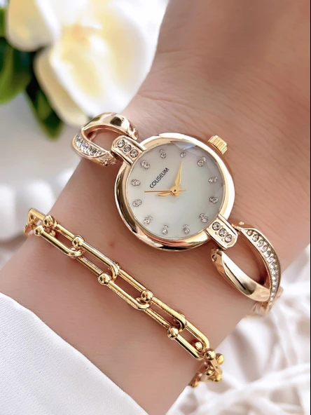 Coliseum Özel Tasarım Vintage Seri Kadın Kol Saati+ Bileklik Hediyeli CL8454.M1 ürün görseli