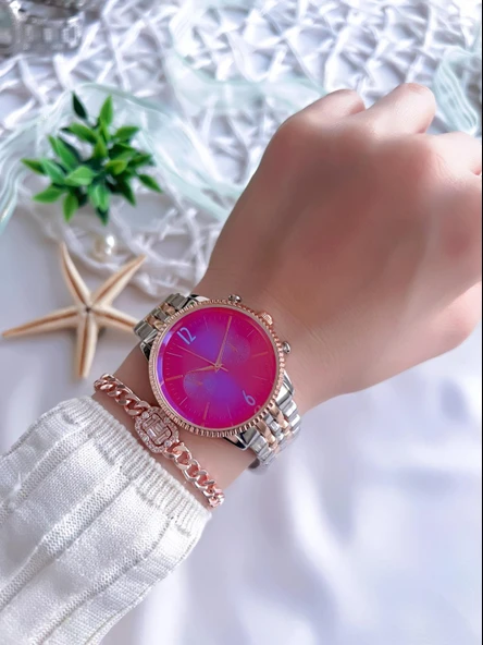 Coliseum Welder Kasa Renkli Cam Vintage Seri Kadın Kol Saati+ Bileklik WDR.10L01.L3 - Resim 2