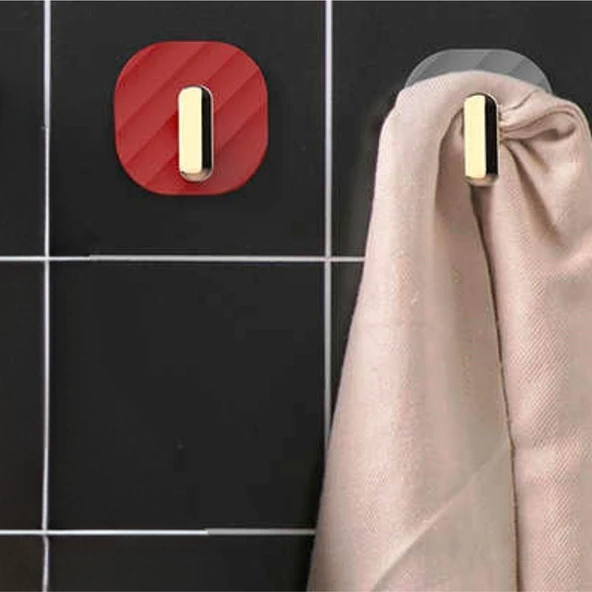 2li Yapışkanlı Retro Askılık Dolap Kapak Kulpu Kırmızı - 3
