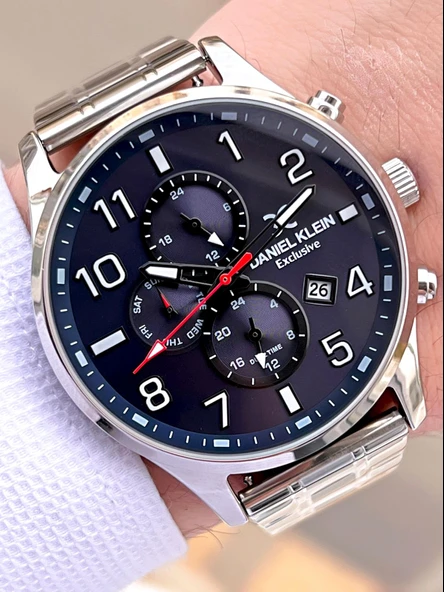 Daniel Klein Çelik Kordon & Deri Kordonlu İç Fonksiyonları Aktif 3 Atm Erkek Kol Saati BCK.10737.L2 - Resim 4
