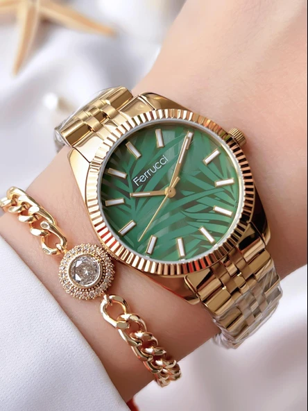 Ferrucci Çelik Kordon İyon Kaplama Özel Kasa 30 Mt Suya Dayanıklı Kadın Kol Saati+Bileklik B03328.03 ürün görseli