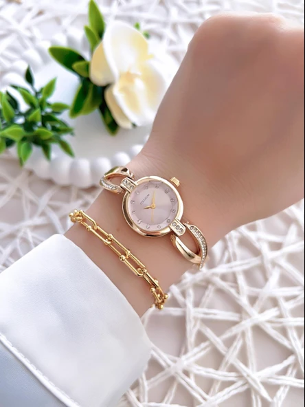 Coliseum Özel Tasarım Vintage Seri Kadın Kol Saati+ Bileklik Hediyeli CL8454.M2 - Resim 2