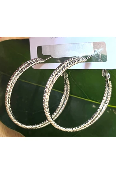 Monalisa Home Gümüş Renk Lüks Gösterişli Halka Küpe