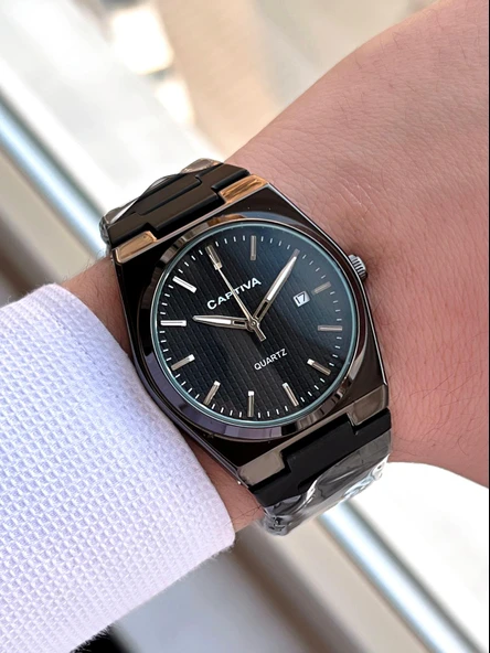 Captiva Çelik Kordon Takvimli Kadran Kutulu Seri Erkek Kol Saati C01.ES04 - Resim 2