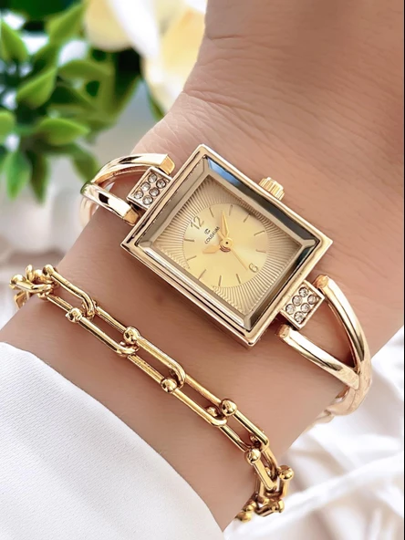 Coliseum Özel Tasarım Vintage Seri Kadın Kol Saati+ Bileklik Hediyeli CL8453.M4