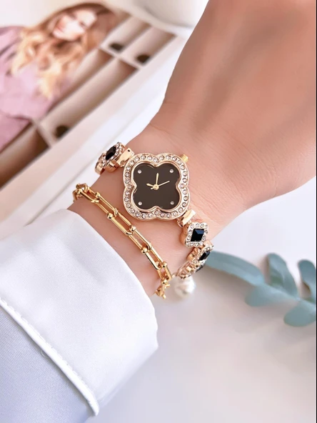 Coliseum Özel Tasarım Vintage Seri Full Taşlı Kadın Kol Saati+Bileklik Hediyeli CL8751.L03 - Resim 2