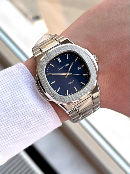 Captiva Çelik Kordon Takvimli Kadran Kutulu Seri Erkek Kol Saati C02.SE03 - Resim 2