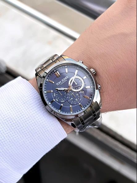 Tom Jones Çelik Kordon Tasarım Kadran  30 Mt Suya Dayanıklı Erkek Kol Saati EJT1.2301.05 - Resim 2