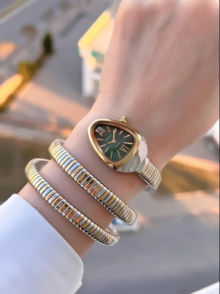 Ferrucci Yılan Dolamalı Çelik Kordon 2 Yıl Garantili 3 Atm Suya Dayanıklı Kadın Kol Saati C.03442.1 - Resim 2