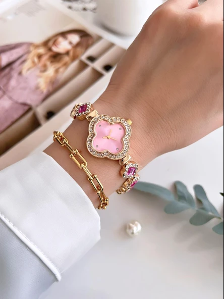 Coliseum Özel Tasarım Vintage Seri Full Taşlı Kadın Kol Saati+Bileklik Hediyeli CL8751.L02 - Resim 2