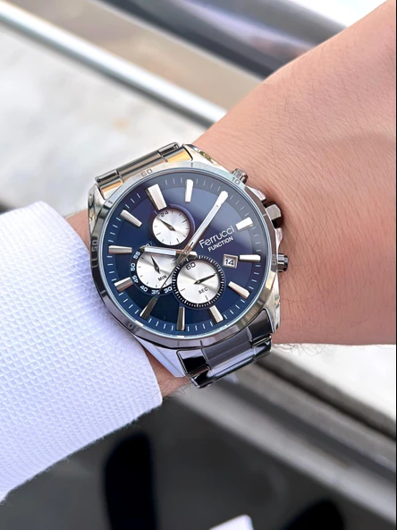 Ferrucci Çelik Kordon İç Fonksiyonları Aktif 30 Mt Suya Dayanıklı Erkek Kol Saati BMF.14084.5 - Resim 2