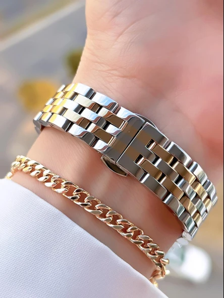 Ferrucci Kristal Camlı Çelik Kordon 2 Yıl Garantili 3 Atm Kadın Kol Saati+Bileklik NS.FRC.0041.L4 - Resim 4