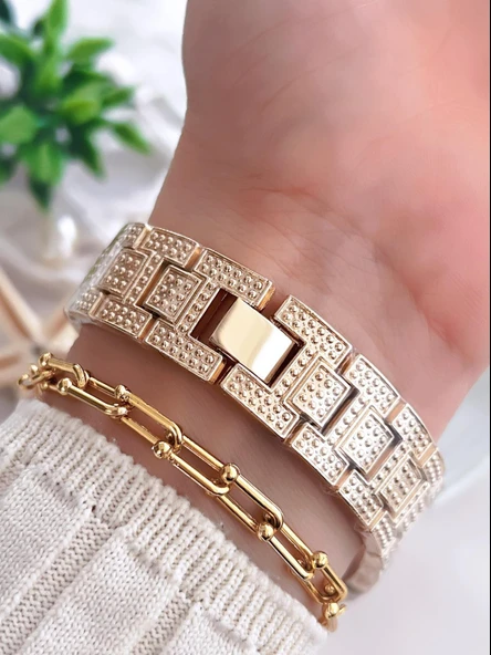 Coliseum Özel Tasarım Vintage Seri Kadın Kol Saati+ Bileklik Hediyeli CL8460.M2 - Resim 3