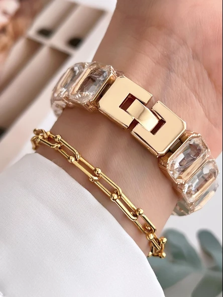 Coliseum Özel Tasarım Vintage Seri Taşlı Kordon Model Kadın Kol Saati+Bileklik Hediyeli CL8888.S05 - Resim 3