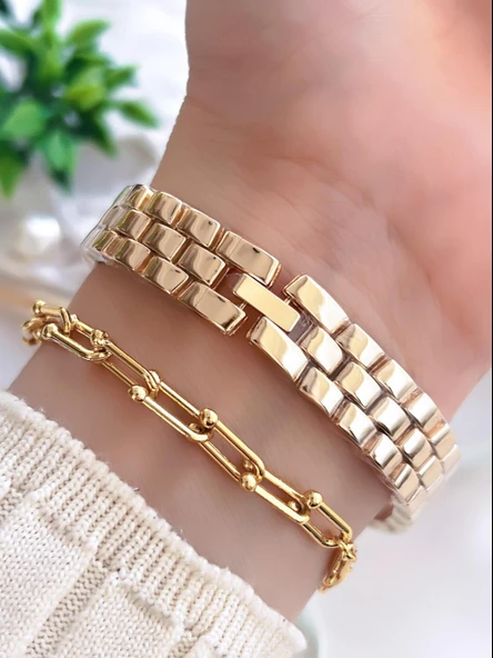 Coliseum Özel Tasarım Vintage Seri Kadın Kol Saati+ Bileklik Hediyeli CL8732.M5 - Resim 3