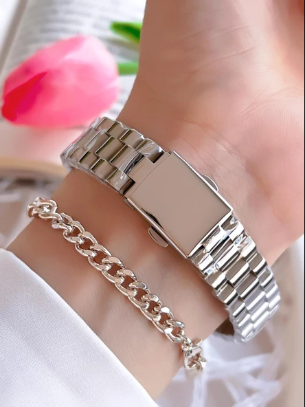 Ferrucci Çelik Kordon Takvimli Kadran 30 Mt Suya Dayanıklı Kadın Kol Saati+Bileklik BGF.1.13016.1 - Resim 3