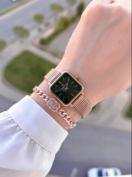 Daniel Klein Çelik Kordon Köşeli Kasa 2 Yıl Garantili Bileklik Hediyeli Kadın Kol Saat BFG.10835.6 - Resim 2