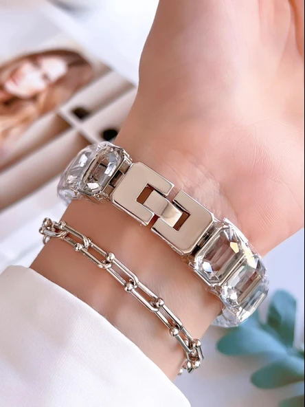 Coliseum Özel Tasarım Vintage Seri Taşlı Kordon Model Kadın Kol Saati+Bileklik Hediyeli CL8888.S04 - Resim 3