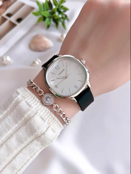 Coliseum Silikon Kordon Vintage Seri Kadın Kol Saati+Bileklik Hediyeli CL.8365.BM1 - Resim 2