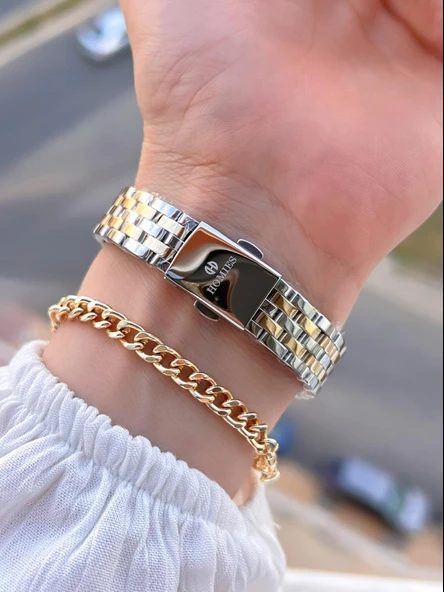 Homies Çelik Kordon 2 Yıl Garantili 30 Mt Suya Dayanıklı Kadın Kol Saati+Bileklik HM.B255005S.3 - Resim 3