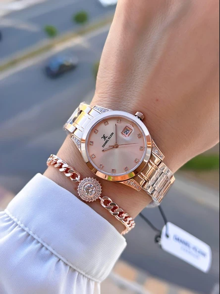 Daniel Klein Çelik Kordon 30 Mt Suya Dayanıklı Kadın Kol Saati+Bileklik BYN.13782.5 - Resim 2