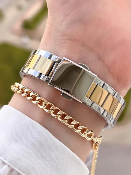 Ferrucci Çelik Kordon Kararma Renk Atma Yapmaz 2 Yıl Garantili Kadın Kol Saati+Bileklik F.03546.05 - Resim 3