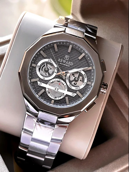 Reward Çelik Kordon 2 Yıl Garantili 5 Atm Suya Dayanıklı İç Fonksiyonları Aktif Erkek Kol Saati RE26 - Resim 4