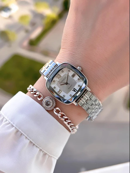 Ferrucci Çelik Kordon Kararma Renk Atma Yapmaz 2 Yıl Garantili Kadın Kol Saati+Bileklik F.03262.01 - Resim 2