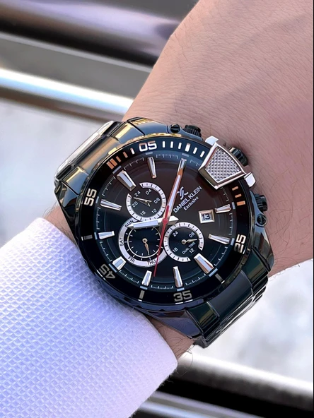 Daniel Klein Çelik Kordon Kronometreli Kadran Tasarımı 5 Atm Suya Dayanıklı Erkek Kol Saati 10034.N5 - Resim 2