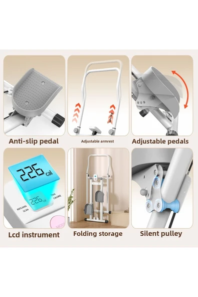 Katlanabilir Dikey Tırmanma Aleti – Yeni Versiyon Beyaz Renk Egzersiz Cihazı - 5