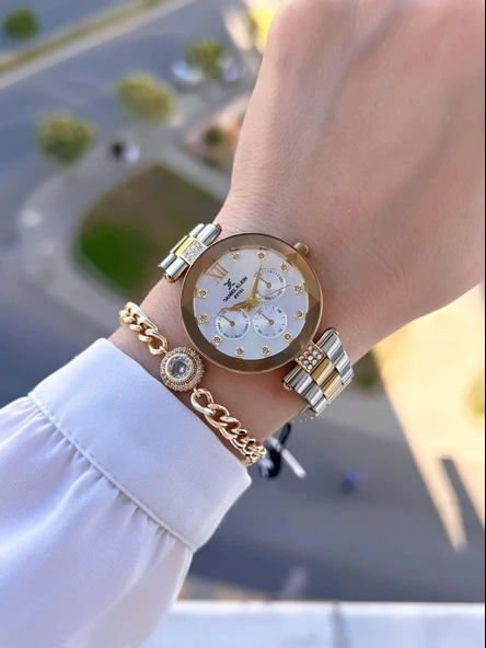 Daniel Klein Çelik Kordon 30 Mt Suya Dayanıklı Kadın Kol Saati+Bileklik BYN.10728.M3 - Resim 2