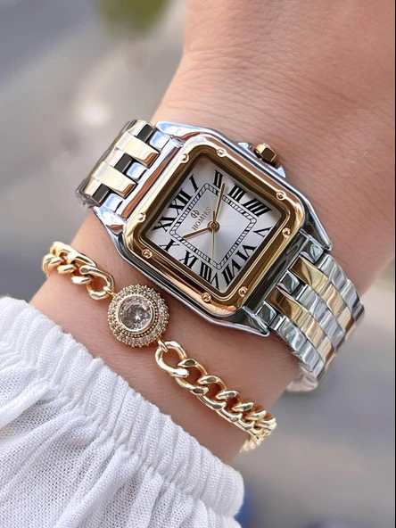 Homies Çelik Kordon 2 Yıl Garantili 30 Mt Suya Dayanıklı Kadın Kol Saati+Bileklik HM.B0146S2 ürün görseli