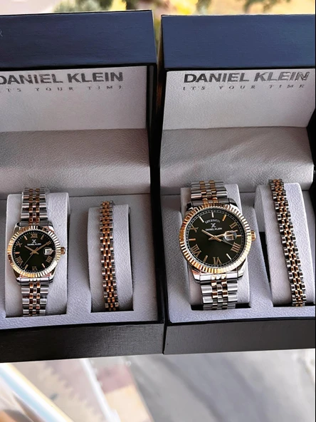 Daniel Klein Vip Seri Çelik Kordon Ve Çelik Bileklik Hediyeli 2 Yıl Garantili Cift Saati CF.10887C3 - Resim 6