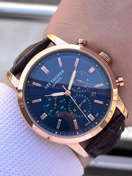 Lee Cooper Deri Kordon İç Fonksiyonları Aktif 5 Atm Suya Dayanıklı Erkek Kol Saati ELC.08186.492 ürün görseli