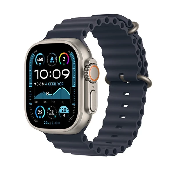Apple Watch Ultra 2 GPS + Cellular 49mm Natürel Titanyum Kasa ve Lacivert Ocean Kordon Akıllı Saat - 1