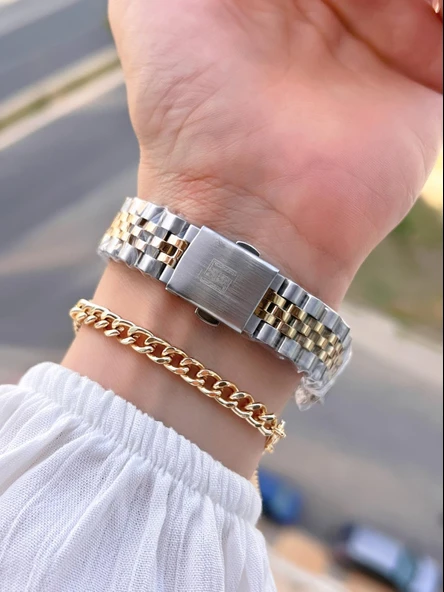 Homies Çelik Kordon 2 Yıl Garantili 30 Mt Suya Dayanıklı Kadın Kol Saati+Bileklik HM.33S01.7 - Resim 3